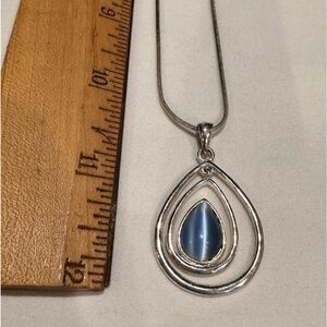 Blue‎ and Silver Tear Drop Necklace